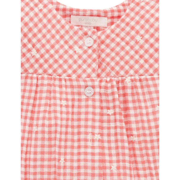 Purebaby Organic Gingham Star Broderie Festival Bodysuit