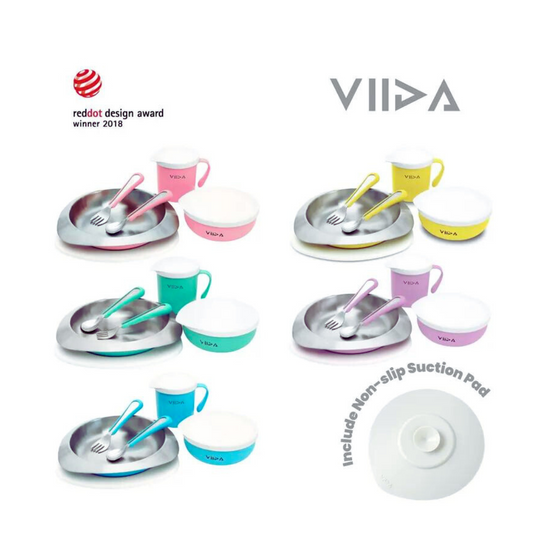 Viida Soufflé Antibacterial Stainless Steel Tableware Set with Suction Pad (EU)