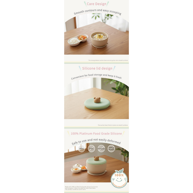 Combi Silicone Bear Suction Bowl + Lid (6m+)