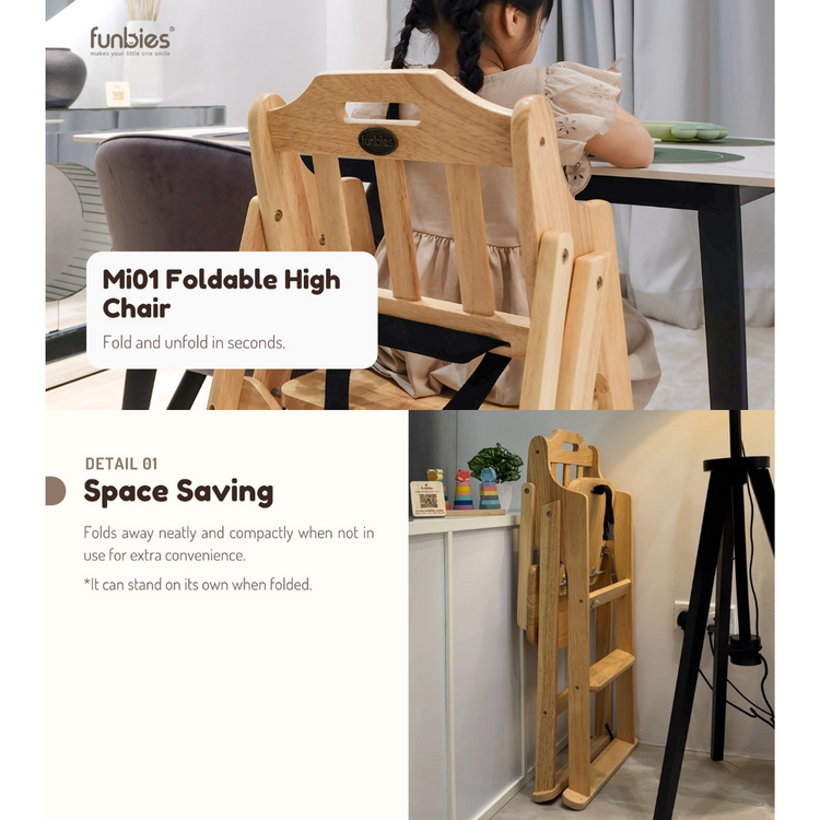 Funbies MI01 Foldable Baby Highchair - Light Grey