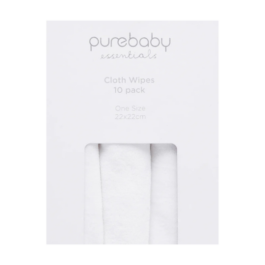 Purebaby Organic Cloth Wipes 10 Pack - White