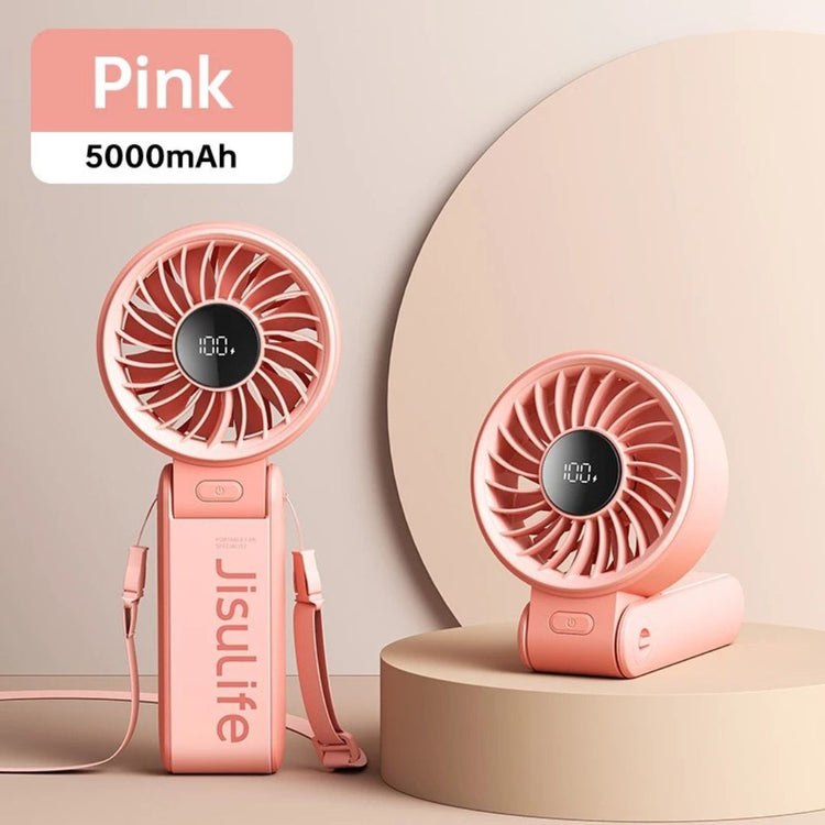 JisuLife Handheld Fan Life7 3-in-1 Portable Mini Fan | 19.5H | Foldable | LED Display | 5 Gears | Desktop | Neck-Hanging