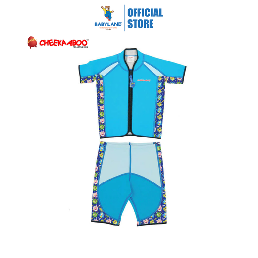 Cheekaaboo Twinwets Toddler Thermal Swimsuit UPF50+ Blue Monster