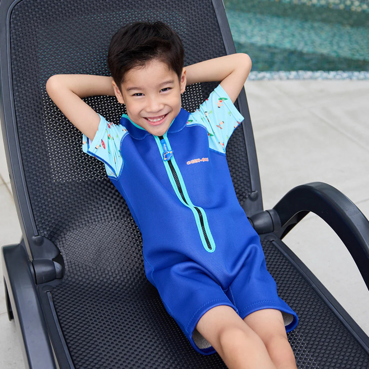 Cheekaaboo Wobbie Toddler Thermal Swimsuit UPF50+ Navy Blue Surfer
