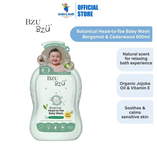 BZU BZU Botanical Head-to-Toe Baby Wash Bergamot & Cedarwood 600ml
