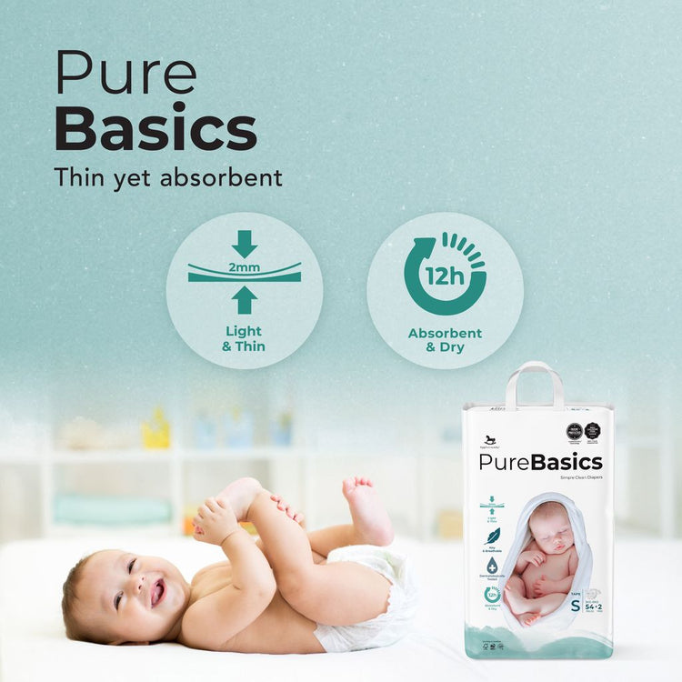 Applecrumby PureBasics Tape Diapers - S56 / M48 / L40 / XL32