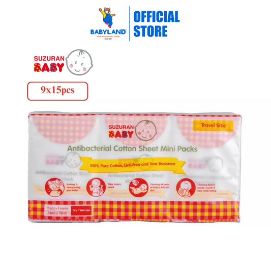 Suzuran Baby Antibacterial Cotton Sheet Mini Pack 15pcs - 9 pkts