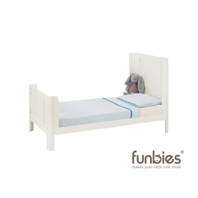 Funbies Joyce Baby Cot Set (White + Grey) (70 x 130cm) | 4in1 Baby Cot