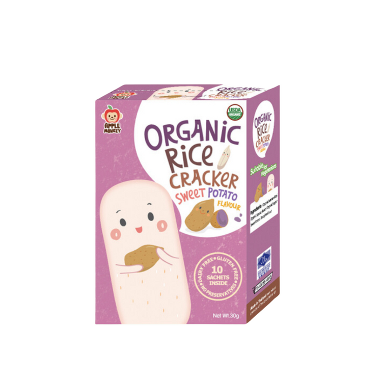 Apple Monkey Organic Rice Cracker 10 sachets 30g