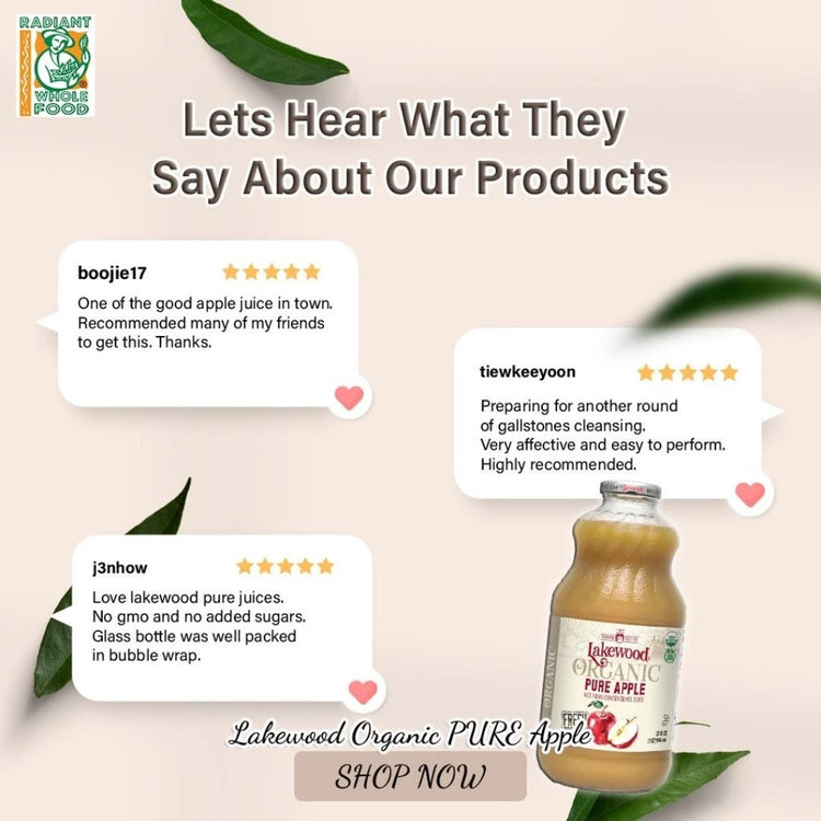 Lakewood Organic Pure Apple Juice (Gluten Free) (32oz)
