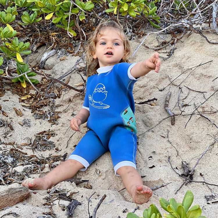 Cheekaaboo Warmiebabes Baby & Toddler Thermal Swimsuit UPF50+ Navy Blue Surfer