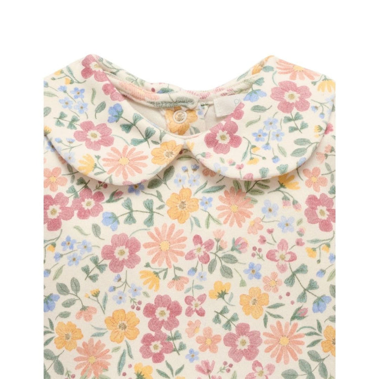 Purebaby Organic Bodysuit With Collar Wild Flower Print Thick