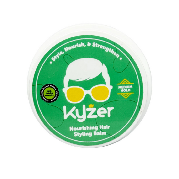 Kyzer Naurishing Hair Styling Balm 50g (Green) For Kids, 6+ months with Moringa, Vitamin E, Sweet Orange (gel wax pomade)