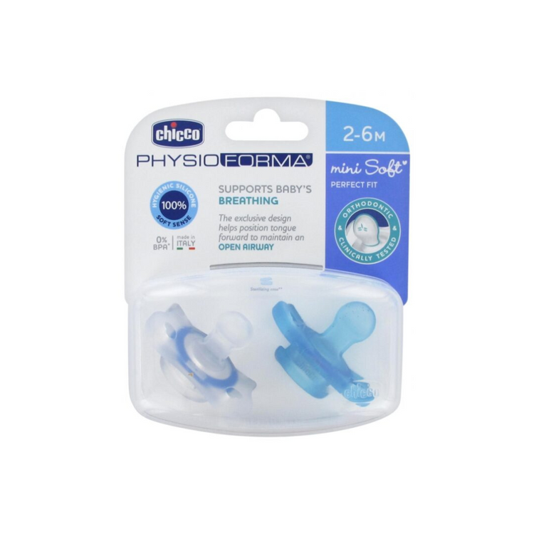 Chicco PhysioForma Mini Soft Silicone Soother With Casing 2Pcs