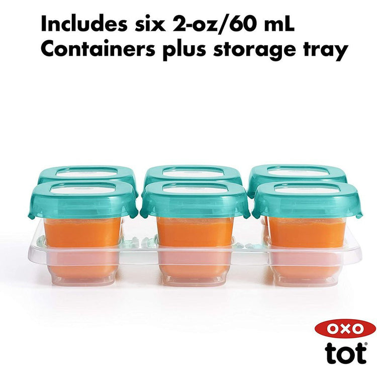 Oxo Tot Baby Blocks Plastic Freezer Storage Containers (2oz) 6Pcs