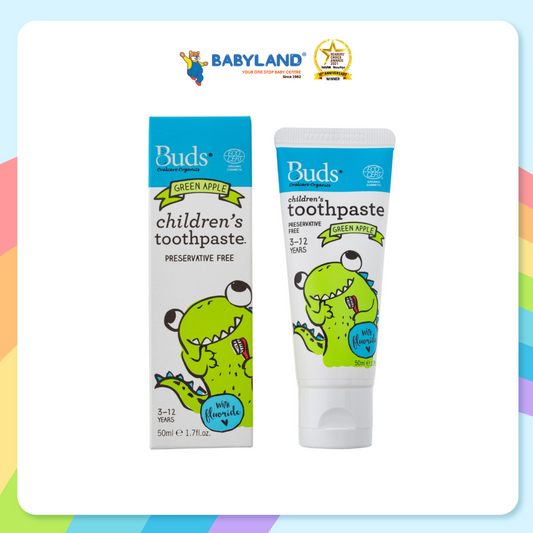 Buds Toothpaste With Fluoride Green Apple 50ml (3-12yrs)