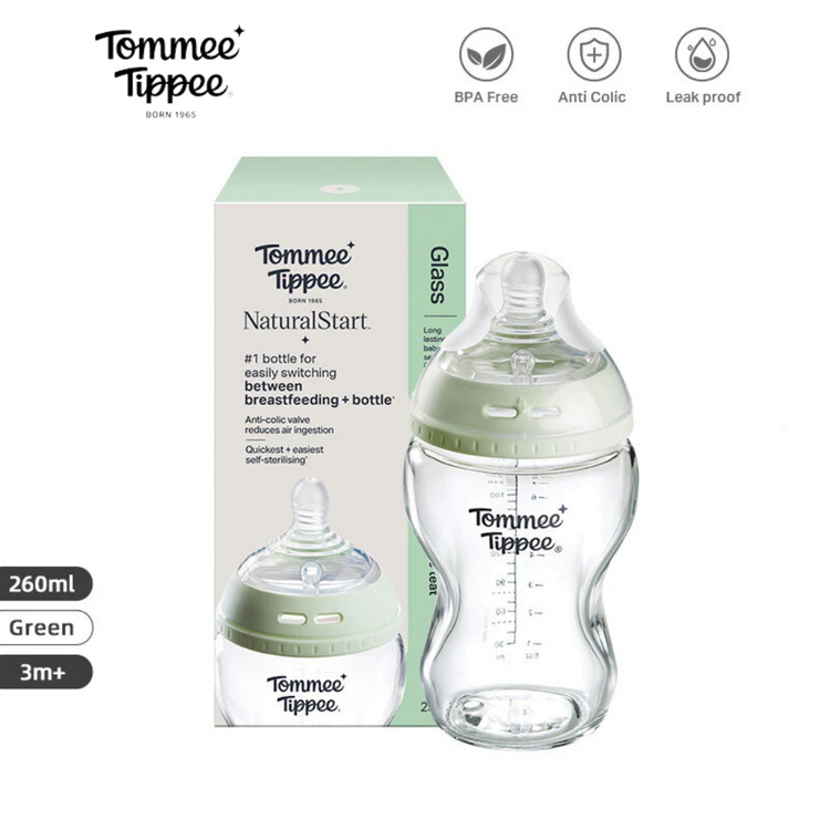 Tommee Tippee Natural Start Glass Baby Bottle , Self-Sterilising,BPA Free