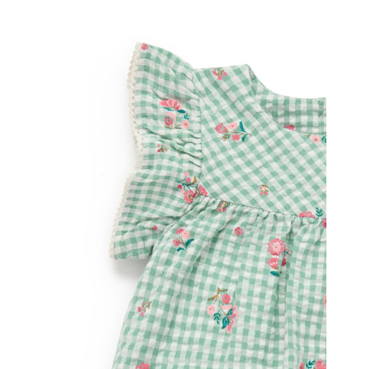Purebaby Organic Frida Gingham Bloomer Set - Frida Print