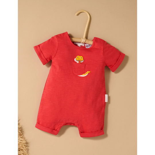 Purebaby Organic Chinese Red Baby Snake Peekaboo Growsuit