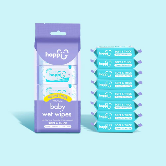 Hoppi Mini Baby Water Wipes (7s' x 8)