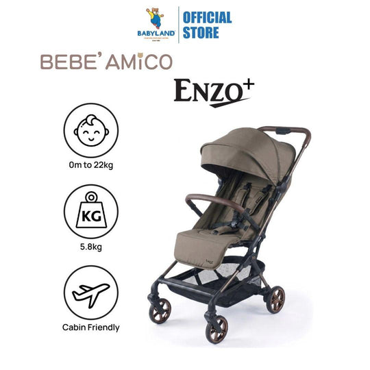 Bebe Amico Enzo+ Lightweight One Way Facing Stroller (5.8kg) - Suitable from Newborn to 22kg