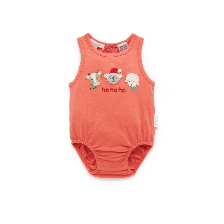 Purebaby Organic Koala Santa Bodysuit Vintage Red