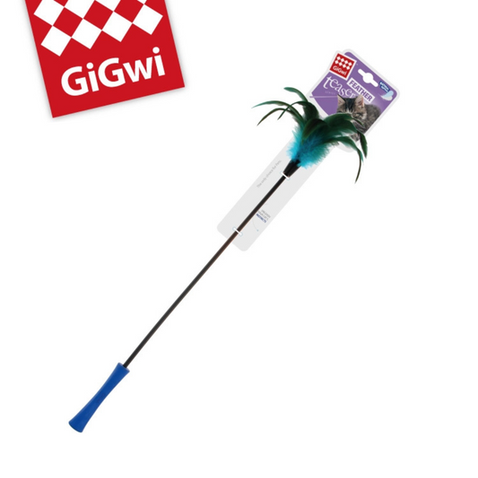 GiGwi Feather Teaser Catwand with TPR Handle & Plush Tail