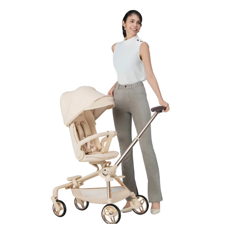 Bebe Amico Dual Two Ways Facing Stroller X7 With 360 Rotation Seat - Black