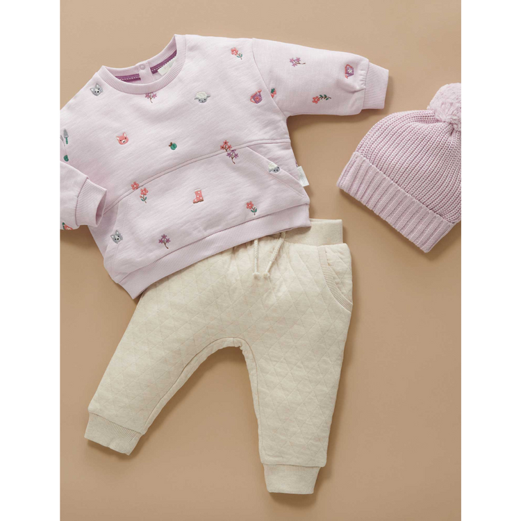 Purebaby Organic Quilted Track Pants - Wheat Melange