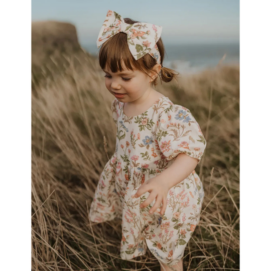 Purebaby Organic Bow Headband Dune Flowers