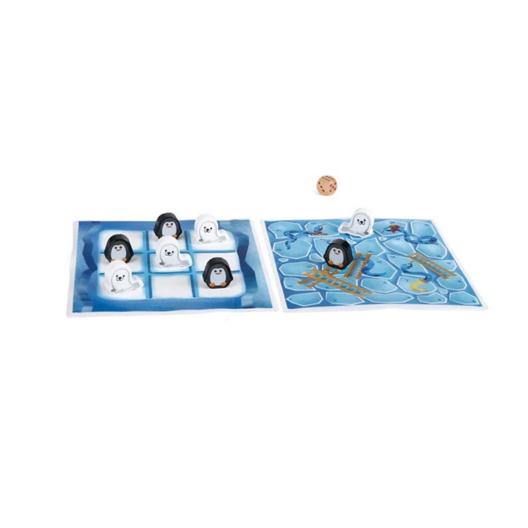 Hape 0478 2-IN-1 Pocket Games Tic Tac Toe / Snakes & Ladders Suitable For Kids Age 3+ Years