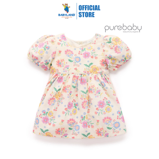Purebaby Organic Mexican Floral Linen Blend Dress