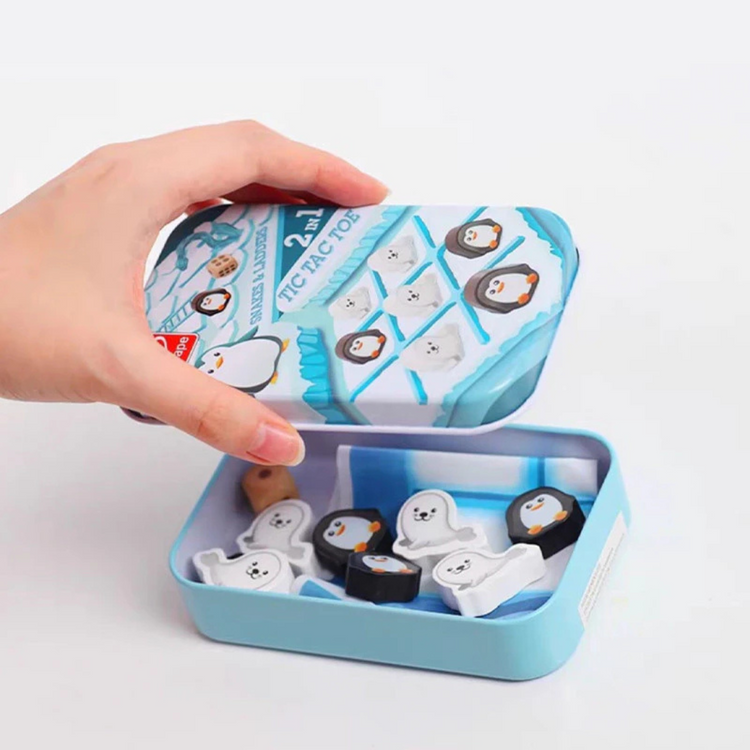 Hape 0478 2-IN-1 Pocket Games Tic Tac Toe / Snakes & Ladders Suitable For Kids Age 3+ Years