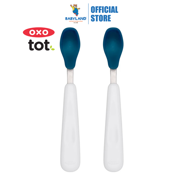 Oxo Tot Feeding Spoon Set with Soft Silicone - Navy (6m+)