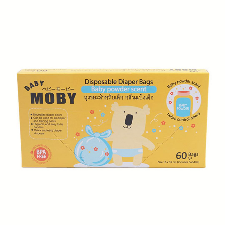 Baby Moby Disposable Diaper Bag (Baby Powder Scent) (60pcs)