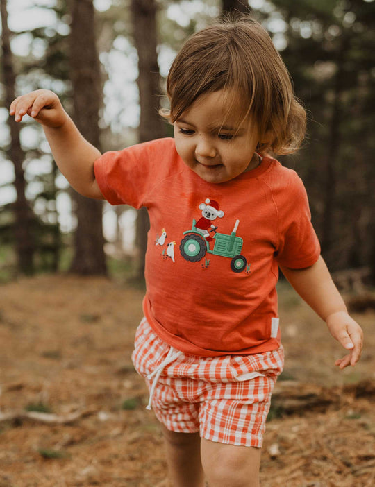 Purebaby Organic Christmas Farm Tee Vintage Red