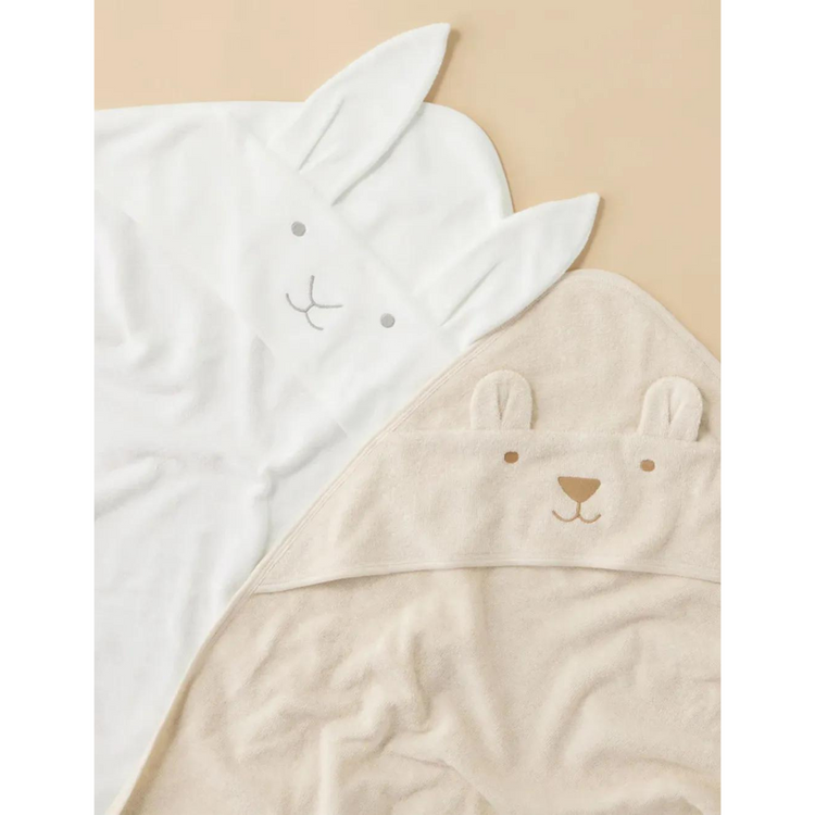 Purebaby Organic Hooded Towel - Wheat Melange Bear