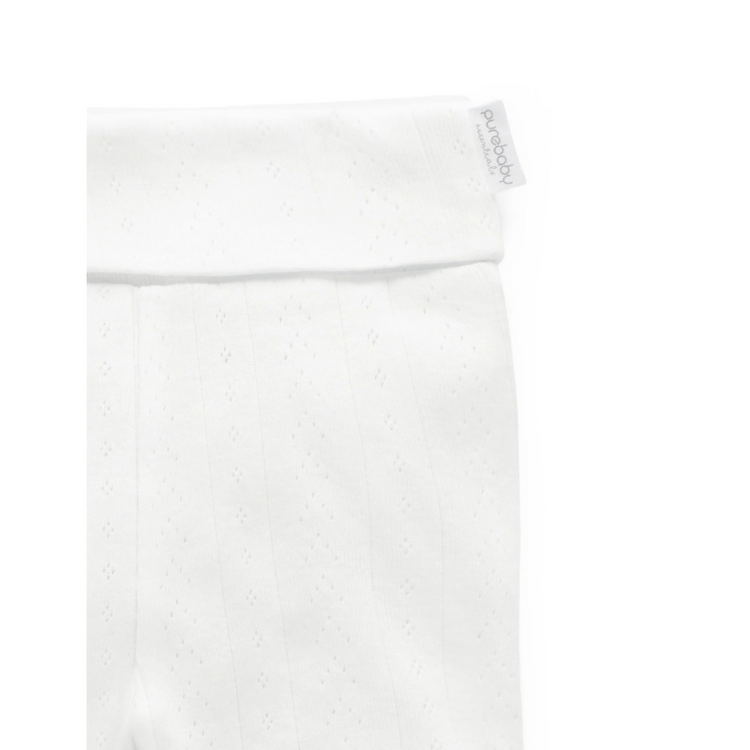 Purebaby Organic Footed Leggings - White Pointelle