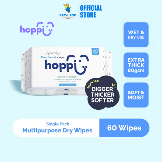 [Upgraded Version] Hoppi Premium Cleaning Dry Wipes - 60 Sheets