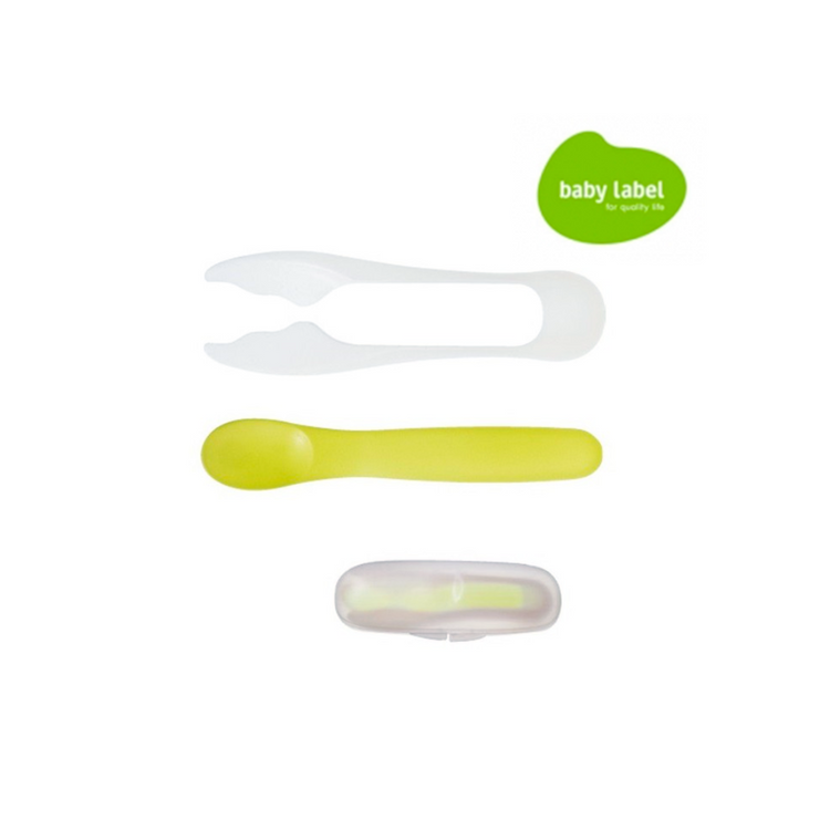 Combi Baby Label Cutter & Spoon Set - Green