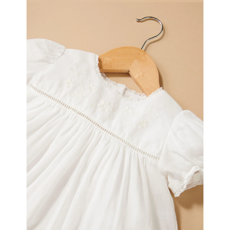 Purebaby Organic Embroidered Dress Vanilla