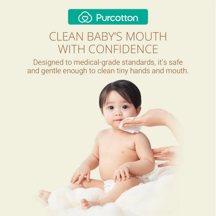 Purcotton Cotton Baby Wet Wipes 80 sheet (20x15cm)