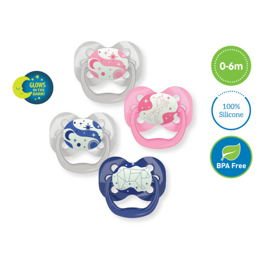 Dr Brown's Advantage Pacifiers Glow In The Dark (2pcs) Stage 1 (0-6m)/Stage 2 (6-18m)