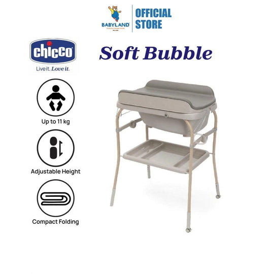 Chicco Soft Bubble Armonia Height Adjustable Baby Nursing Table & Bath Tub with 2 Wheels with Brake
