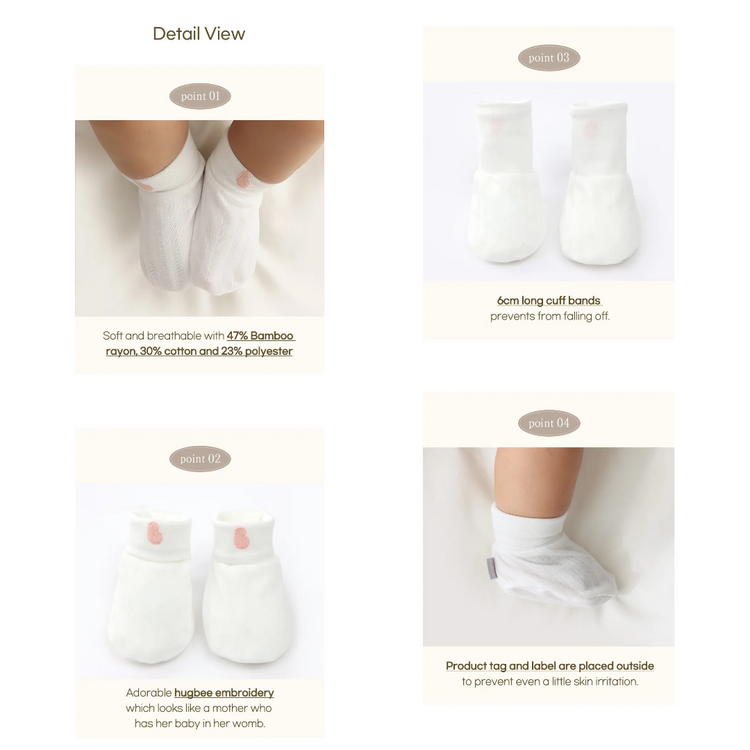 Bebe Bamboo Bamboo Mesh Hugbee Baby Socks White