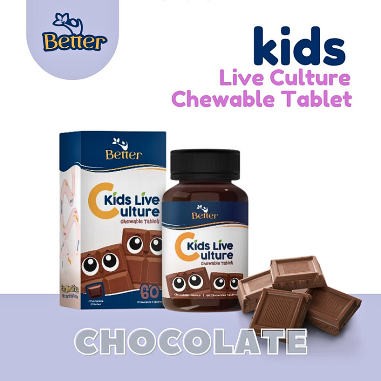 (HALAL) Better Kids Live Culture Chewable Tablet 60’s. Probiotic – 100% Natural Colours and No Preservatives