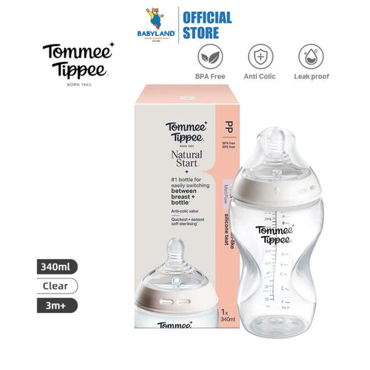 Tommee Tippee Natural Start PP Bottle 340ml - Medium Flow Teat, BPA-Free, Anti-Colic Valve