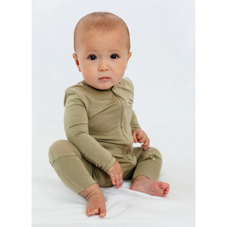 Snuggle Shield® LUXE Bamboo Footless Romper Moss Green