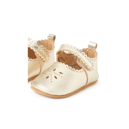 Purebaby Leather Eyelet Mary Jane - Light Gold