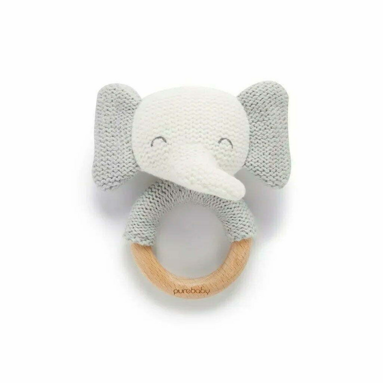 Purebaby - Organic Elephant Rattle Grey (0m+)